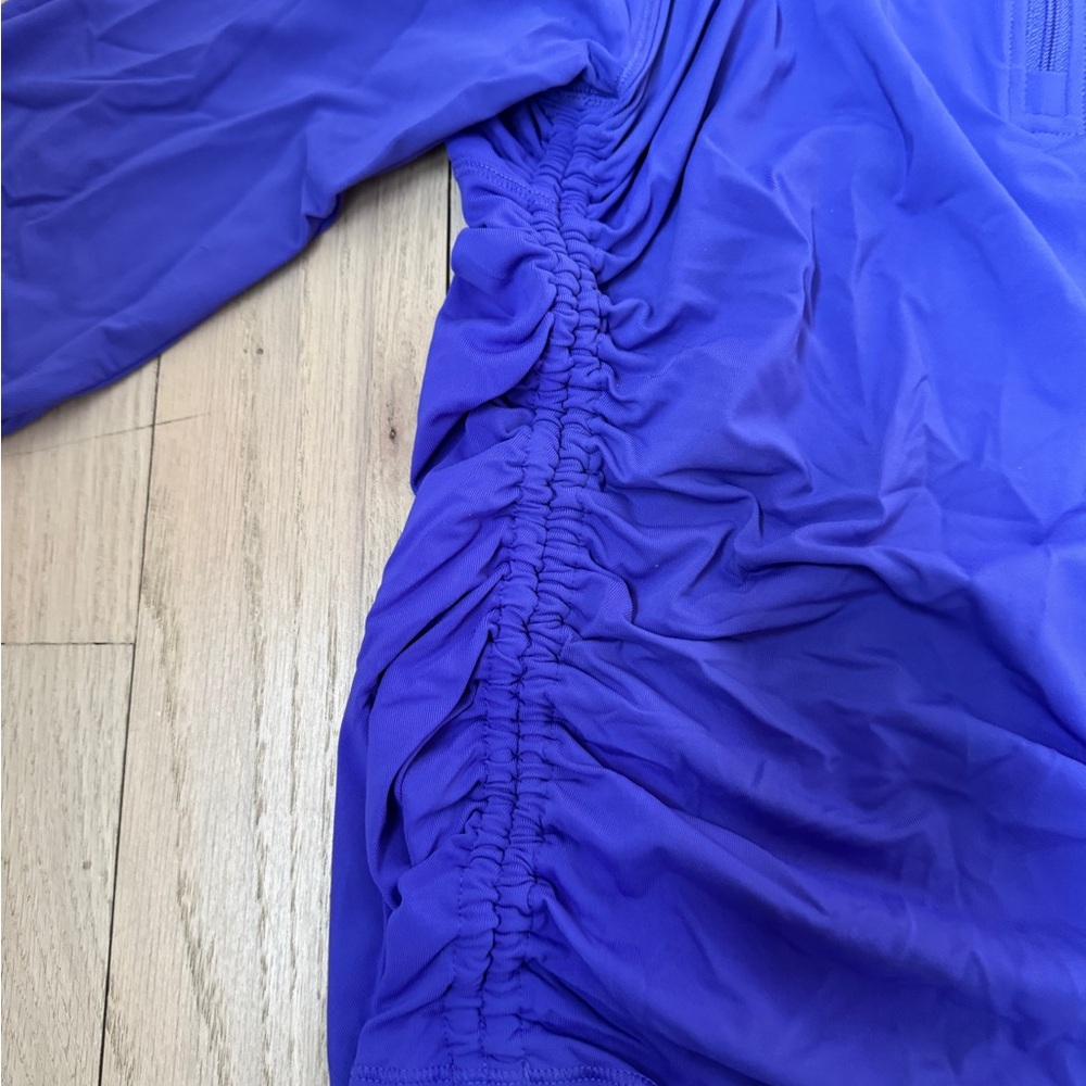CALIA by Carrie Underwood Purple Ruched Polo Blouse - Picture 4 of 7